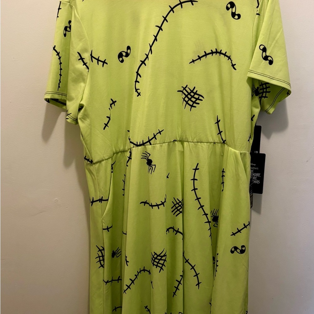 Lime Green Torrid Disney Oogie Boogie mini dress with pockets and hood